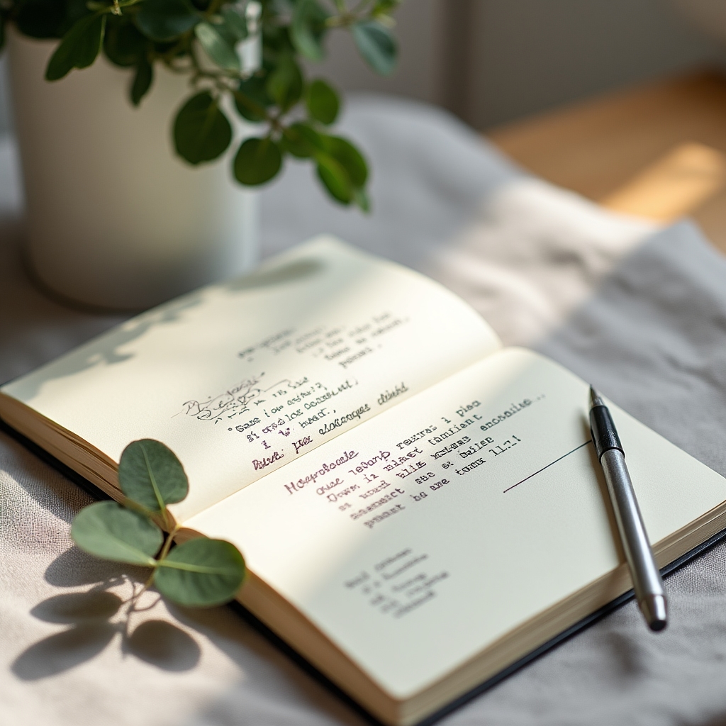 Séance d'approche individuelle Heliru.care avec carnet de notes et plantes